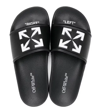 OFF-WHITE Arrow Pool Slides Black White Grip Control