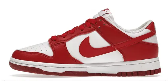 Nike Dunk Low Next Nature White Gym Red (W) Trend-setting wear Abrasion Resistant Welding