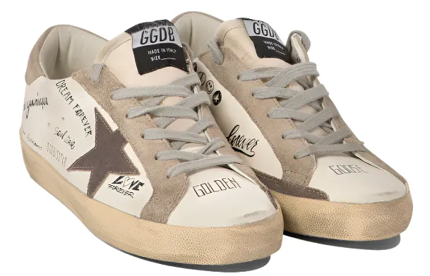 Daily Performance Minimalist Lacing Golden Goose Super Star White Taupe Cinder (MEN)