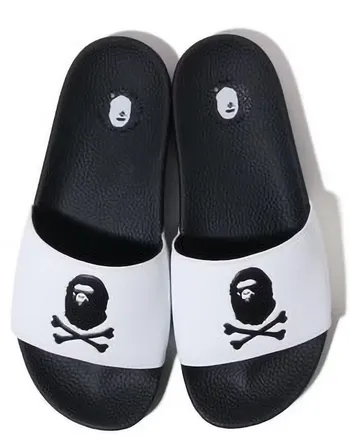 A Bathing Ape Slide Sandals Crossbone White Smart Design