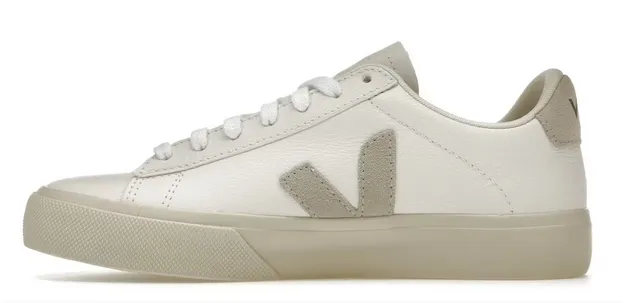 Veja Campo Low Chromefree Leather White Natural Rugged Traction Tear Resistant Textile
