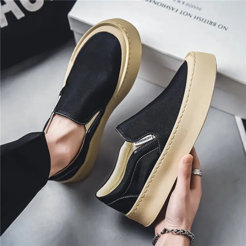 New Arrival Low Price Mens Breathable High Quality Casual Shoes Solid Color Canvas Casual Shoes Slip On Men Fashion Flats Loafer Special privileges