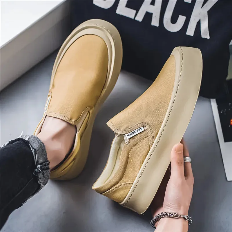 New Arrival Low Price Mens Breathable High Quality Casual Shoes Solid Color Canvas Casual Shoes Slip On Men Fashion Flats Loafer Special privileges
