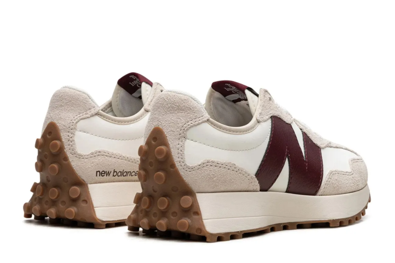 Minimalist Lacing New Balance 327 Moonbeam Classic Burgundy (Women's)