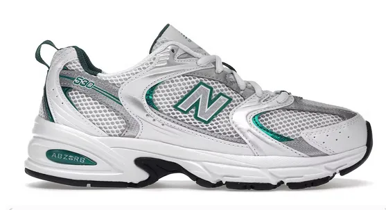New Balance 530 White Silver Green Stylish Flex Microperforated Upper