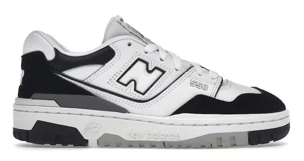 Abrasion Resistant Guardrails Designer Sneakers New Balance 550 White Black Rain Cloud (GS)