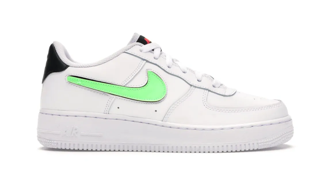 Compression Molded Foam Abrasion Resistant Guard Nike Air Force 1 Low Removable Swoosh White Green Strike (GS)