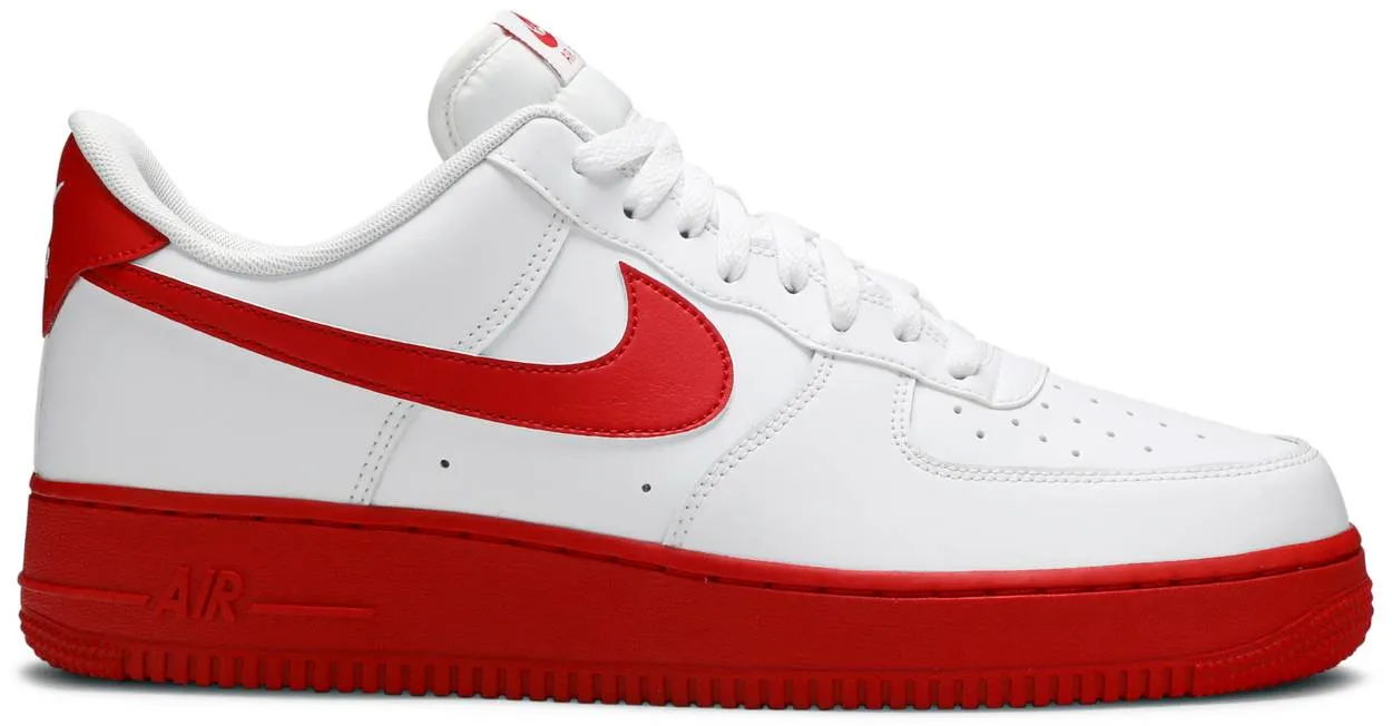 Nike Air Force 1 Low White Red Midsole Breathable Jacquard Weave