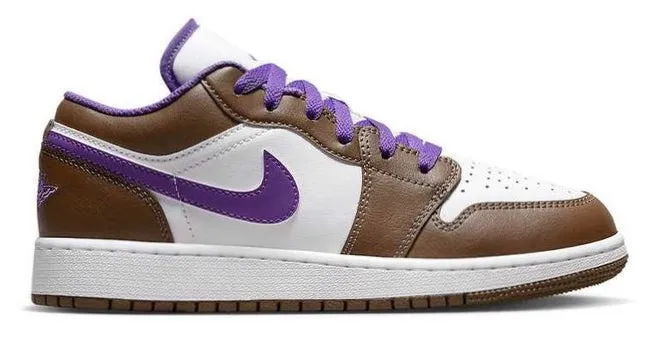 Nike Air Jordan 1 Low "Brown and Purple" (GS) Zip Up Style Impact Dispersing Design