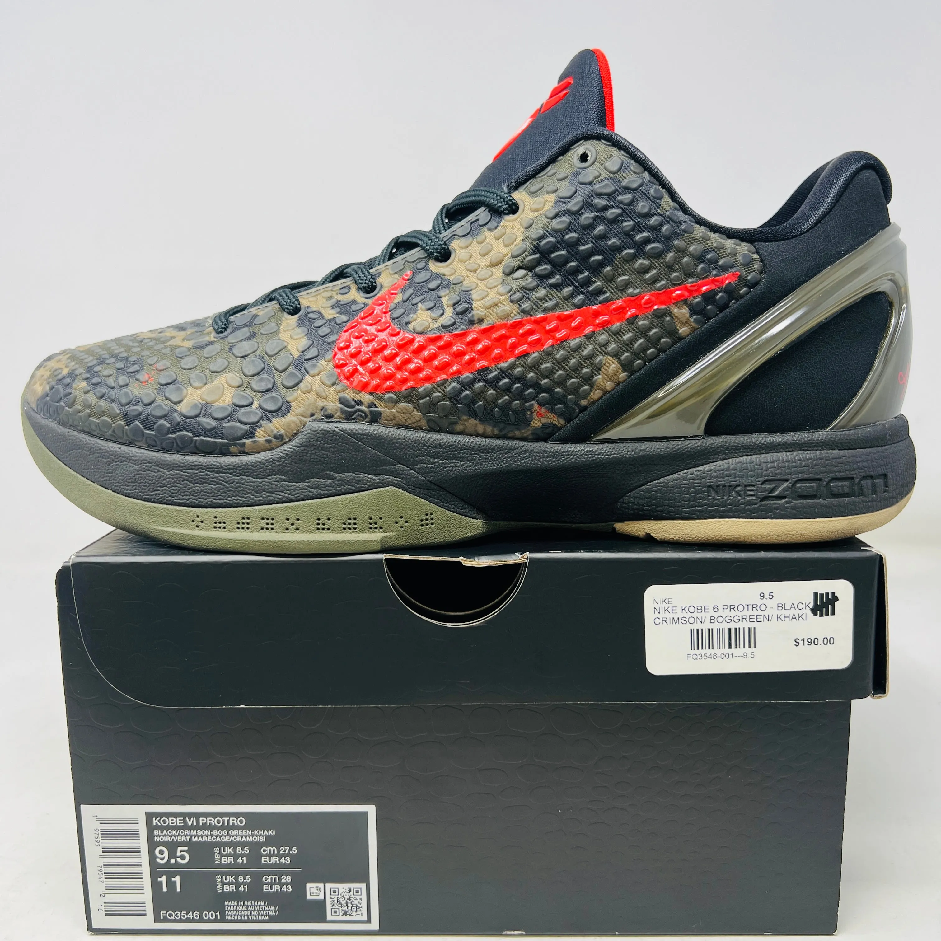 Nike Kobe 6 Protro Italian Camo All-around touch Sculpted lining