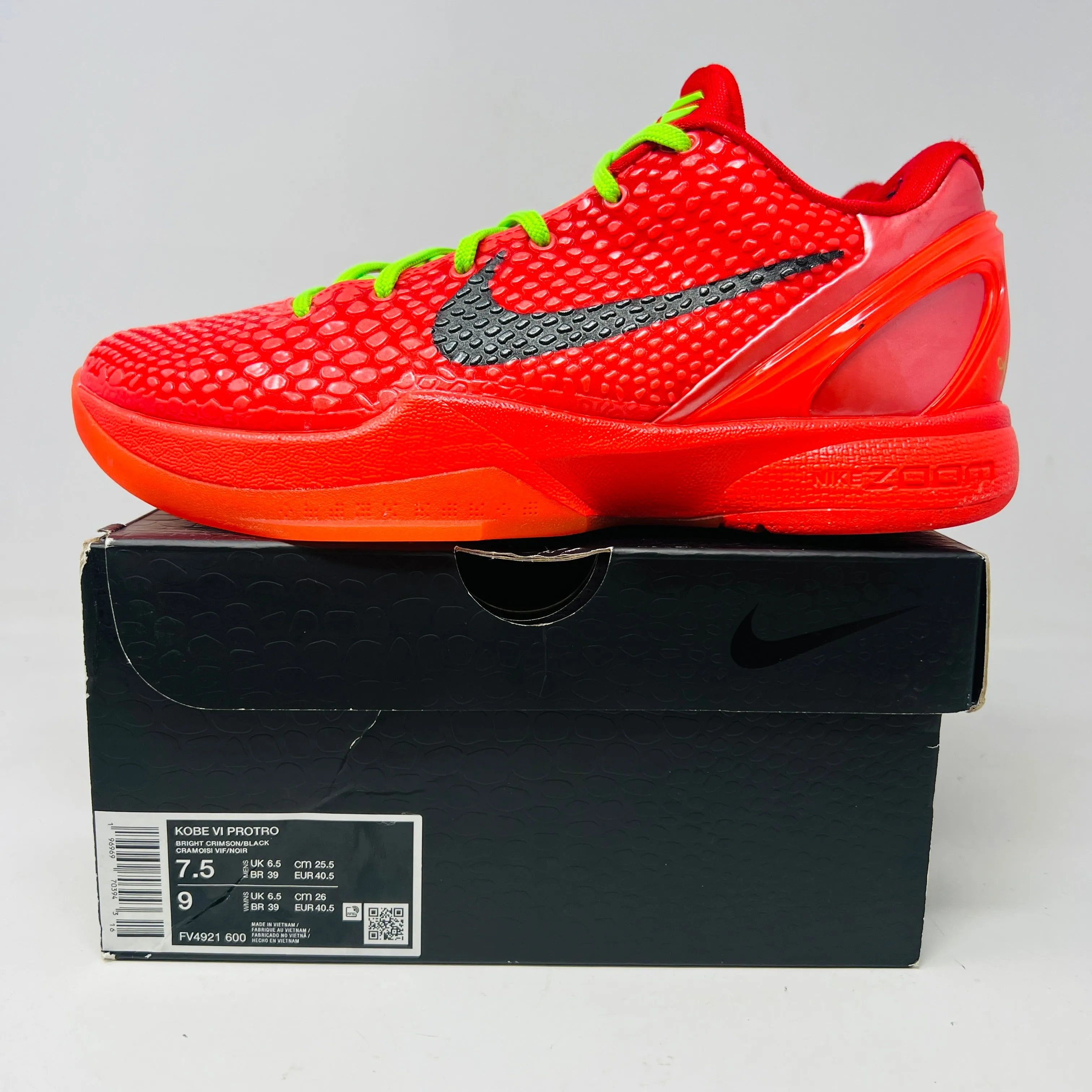 Support Cushion Nike Kobe 6 Protro Reverse Grinch