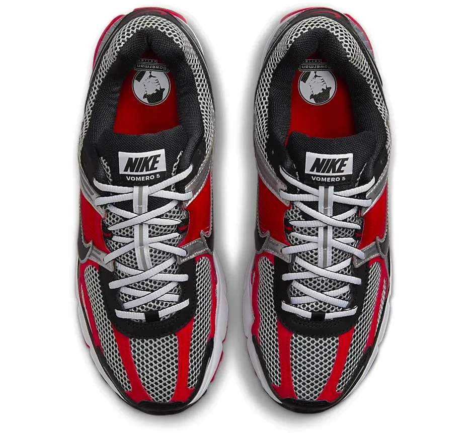Nike Zoom Vomero 5 Metallic Silver University Red Low Top Design