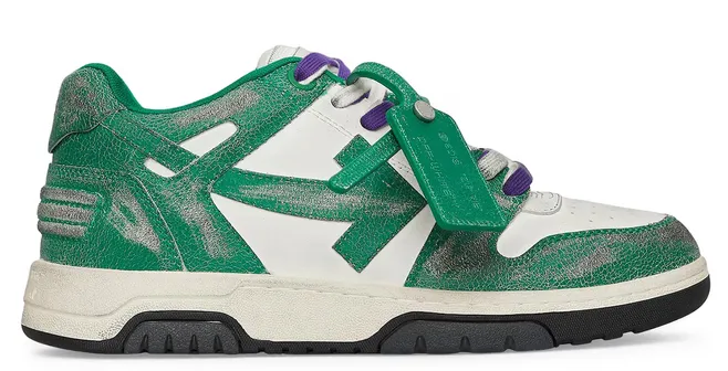 Slim Comfort OFF-WHITE Out Of Office OOO Low TopsGreen White Vintage Distressed Leather