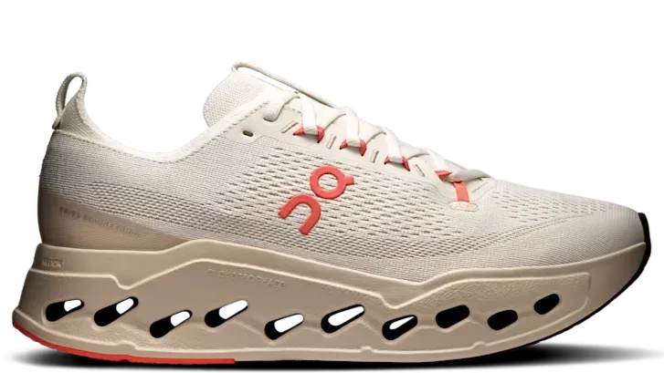 On Running Cloudsurfer Max Ivory Salmon (Men) Recycled Material Vented Air Channels