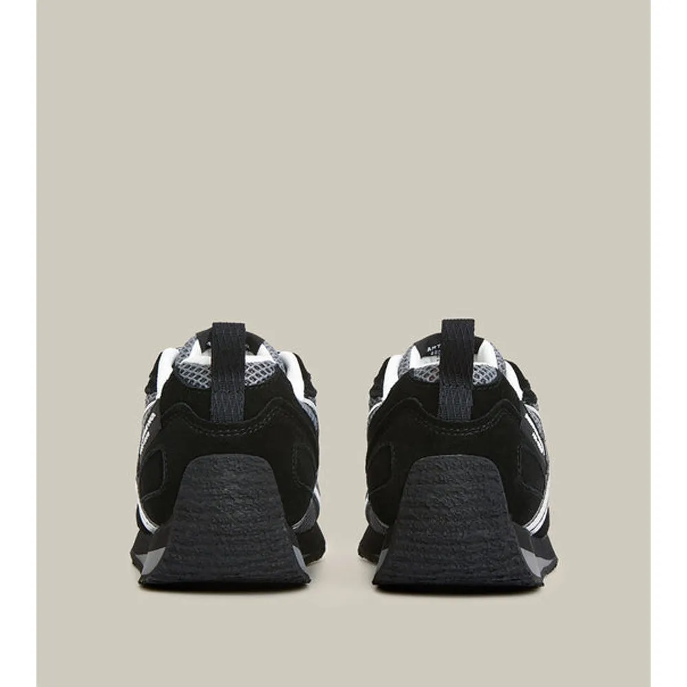 Simple Build Urban Friendly ARTICLE NO. DUNE LOW-TOP BLACK AND SILVER LOGO RUNNER-BLACK BLACK