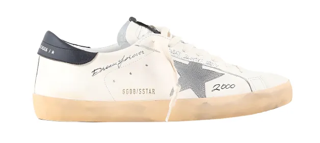 Golden Goose White Silver Dark Blue Super-Star (MEN) Orthotic Support HighTop