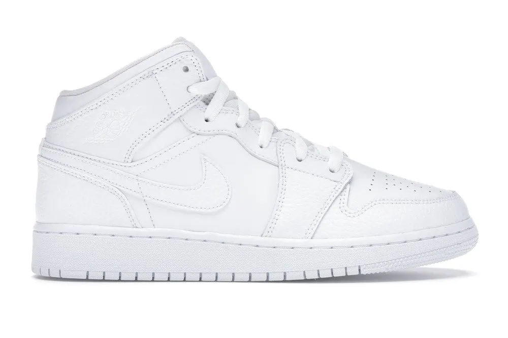 Breathable wear Simple Edge Jordan 1 Mid Triple White (GS)
