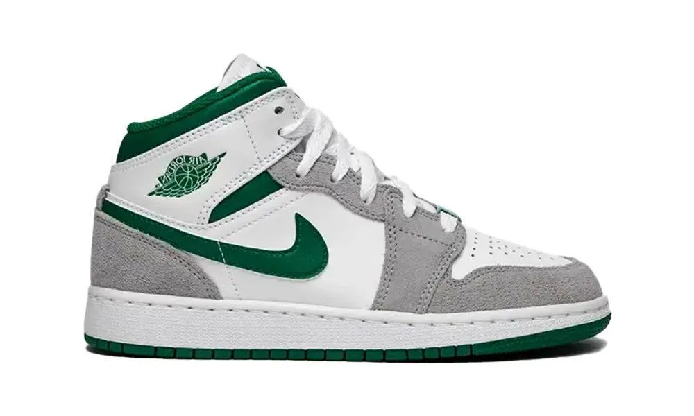 Breath Grip Hyper Bounce Midsole Air Jordan 1 Mid SE Grey Green (GS)
