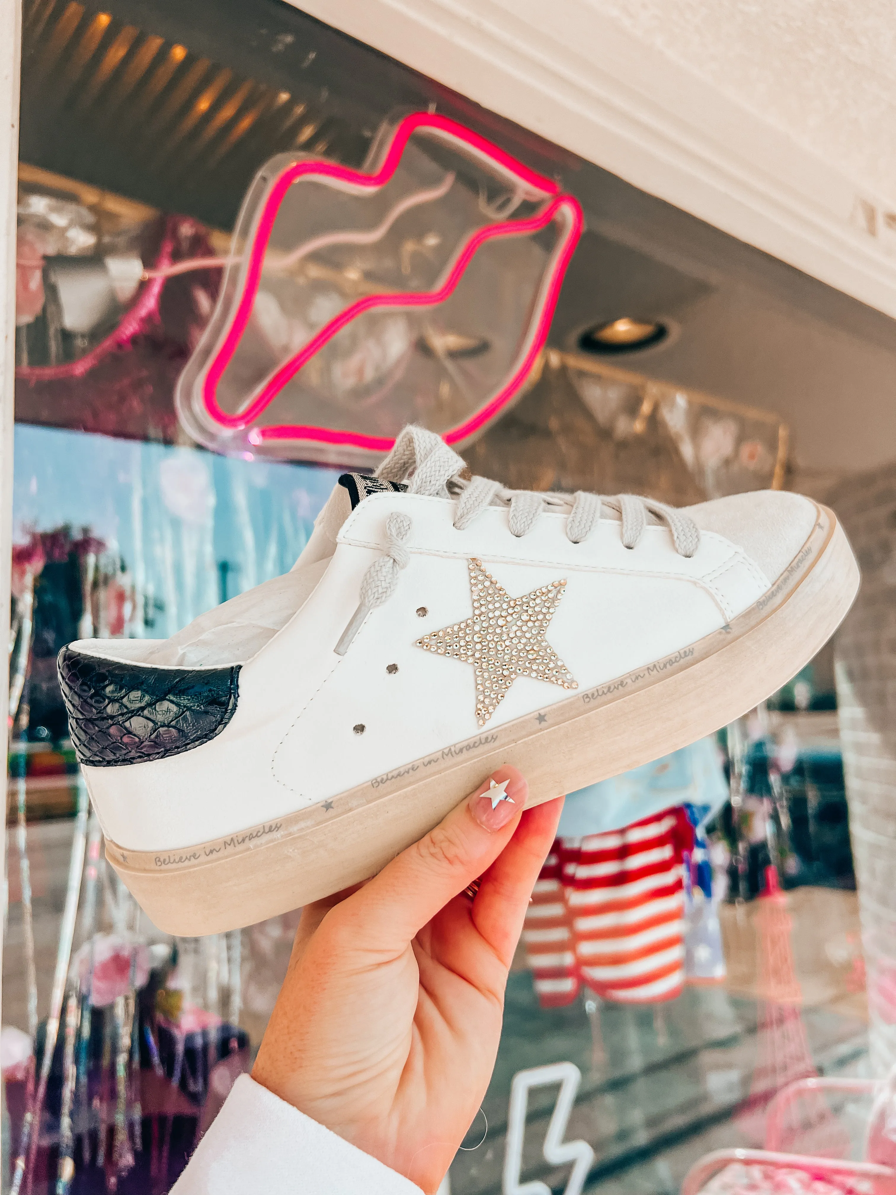 platform Reba star rhinestone platform sneakers