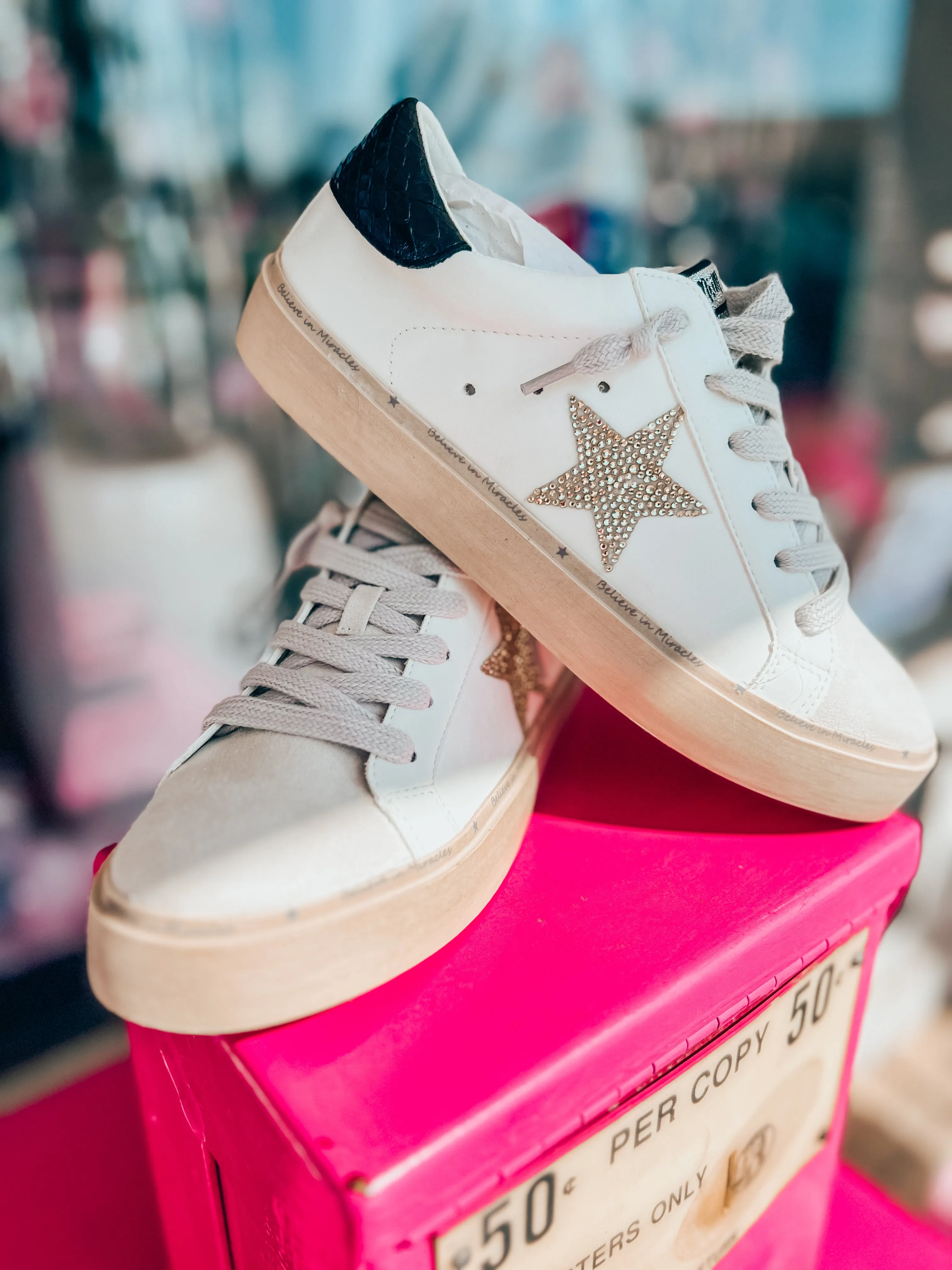 platform Reba star rhinestone platform sneakers