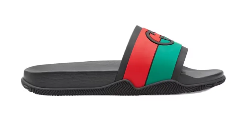 Gucci Slide Interlocking G Black Perforated Vamp Stable Activity