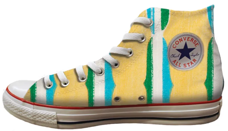 Baggins Original Hi Top Retro Yellow Pattern light texture
