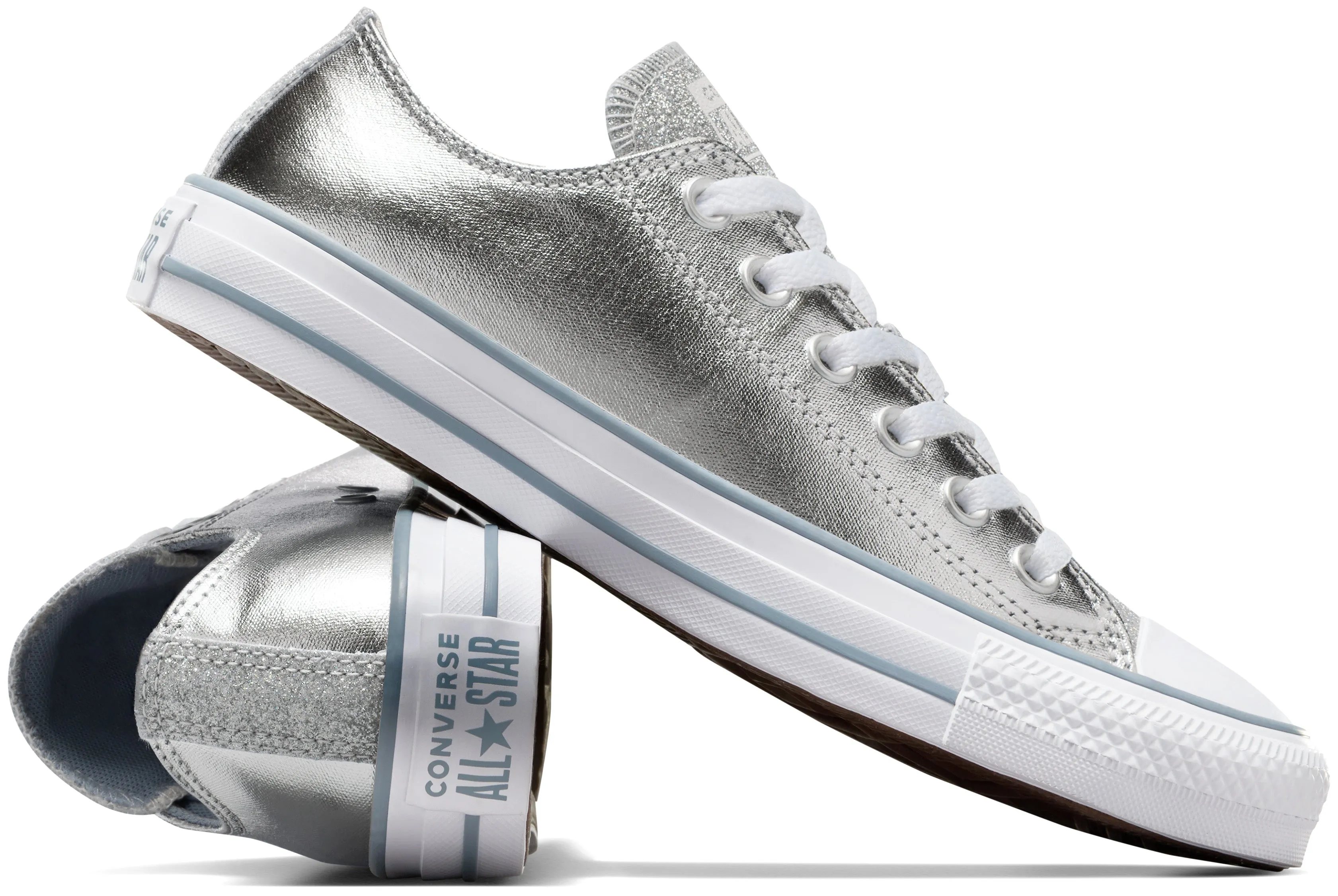 Street Inspired Easy Clean Converse Womens Chuck Taylor All Star Low Top Metallic Granite