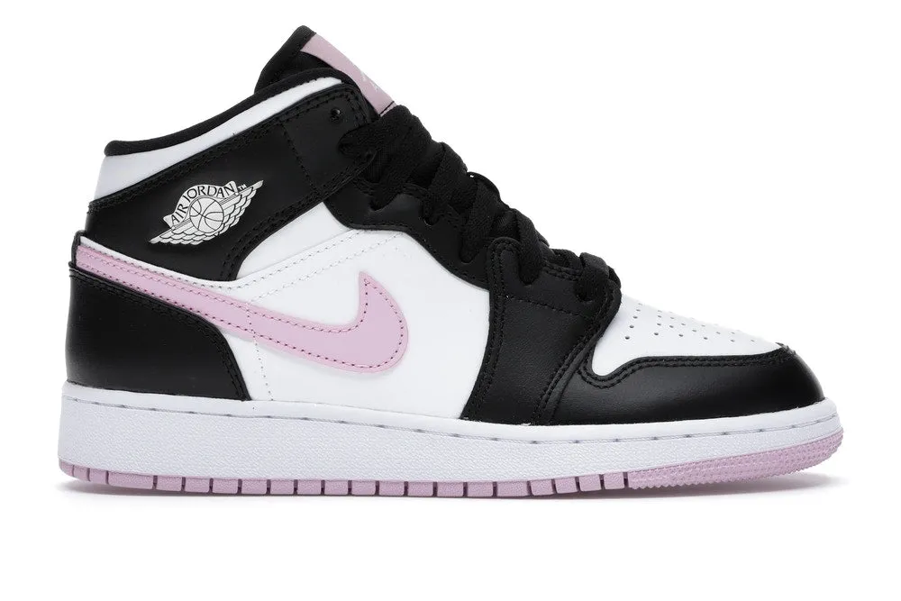 Stylish grip Slip Resistant Traction Jordan 1 Mid White Black Light Arctic Pink (GS)