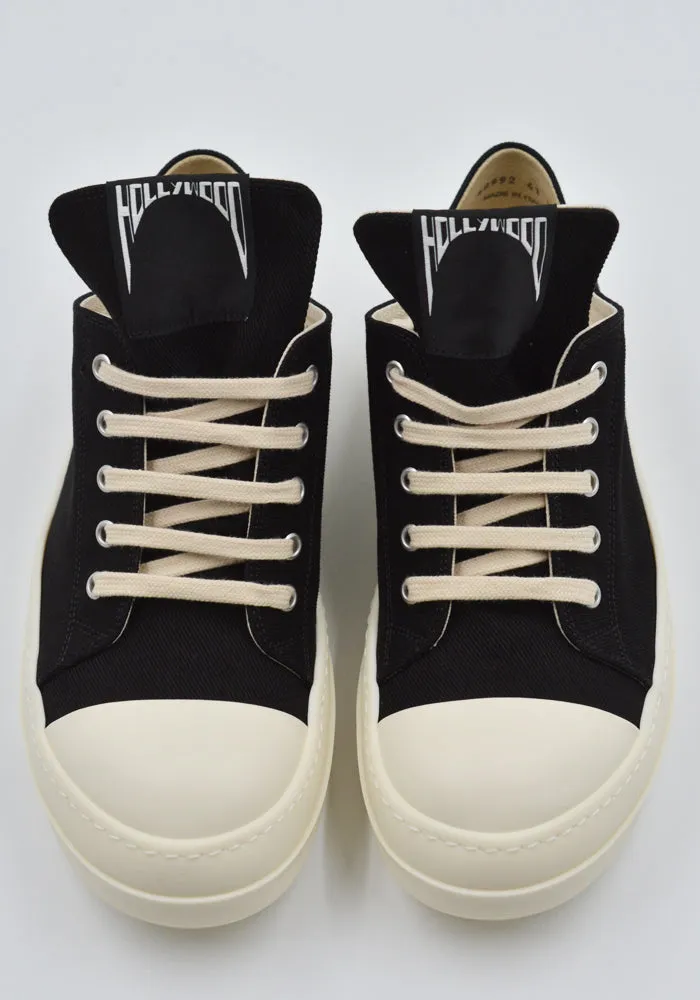 Sneaker Display RICK OWENS DRKSHDW DU01E3826 DOEH1 HOLLYWOOD LOW SNEAKERS BLACK/MILK