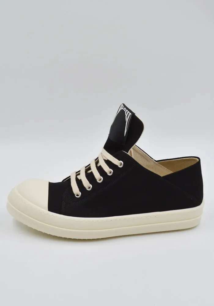 RICK OWENS DRKSHDW DU01E3826 DOEH1 HOLLYWOOD LOW SNEAKERS BLACK/MILK Comfort Fit Socks Adjustable Lace Lock