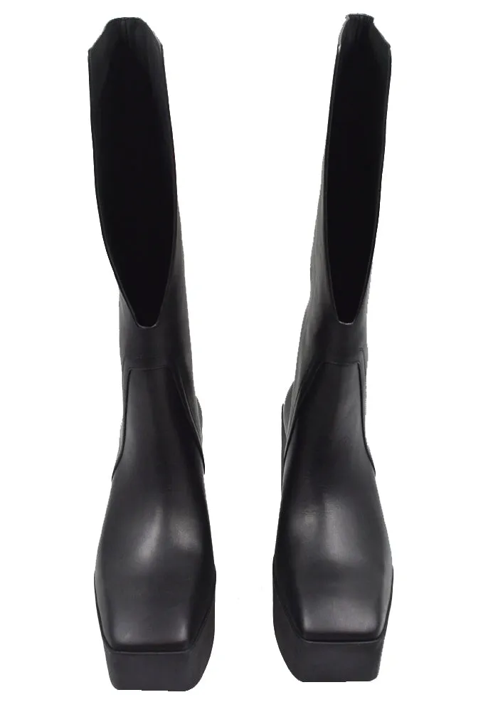 Fashion Staple Structured Heel Cup RICK OWENS MEN RU01E5854 LOO SLIVER PLATFORM WINGED KOWBOY BOOTS