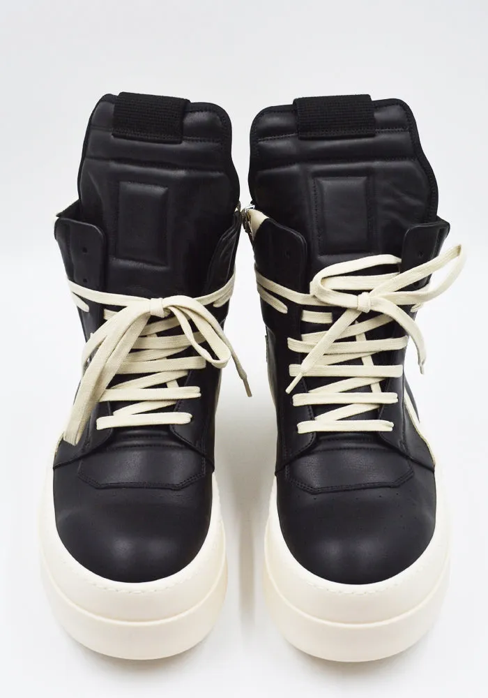 RICK OWENS MEN RU02E1868 LCO MEGA BUMPER GEOBASKET SNEAKERS BLACK/MILK (New Arrivals FW25) Stitch Free Construction Micro Perforation