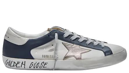Weekend Vibes Golden Goose Superstar Double Quarter White Dark Blue Gun Metal