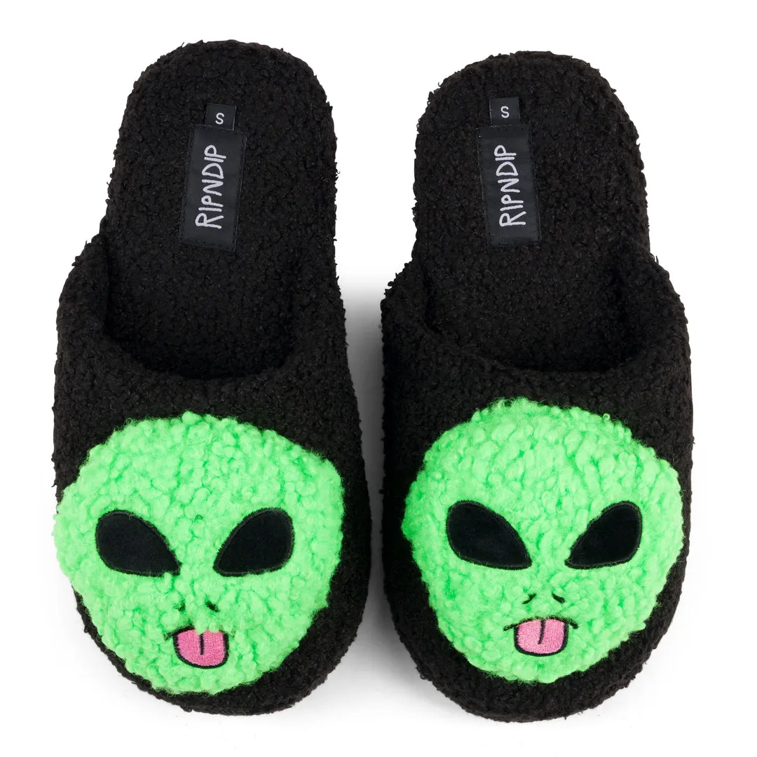 Step Support Indoor Step RIPNDIP LORD ALIEN PLUSH FACE HOUSE SLIPPERS-BLACK