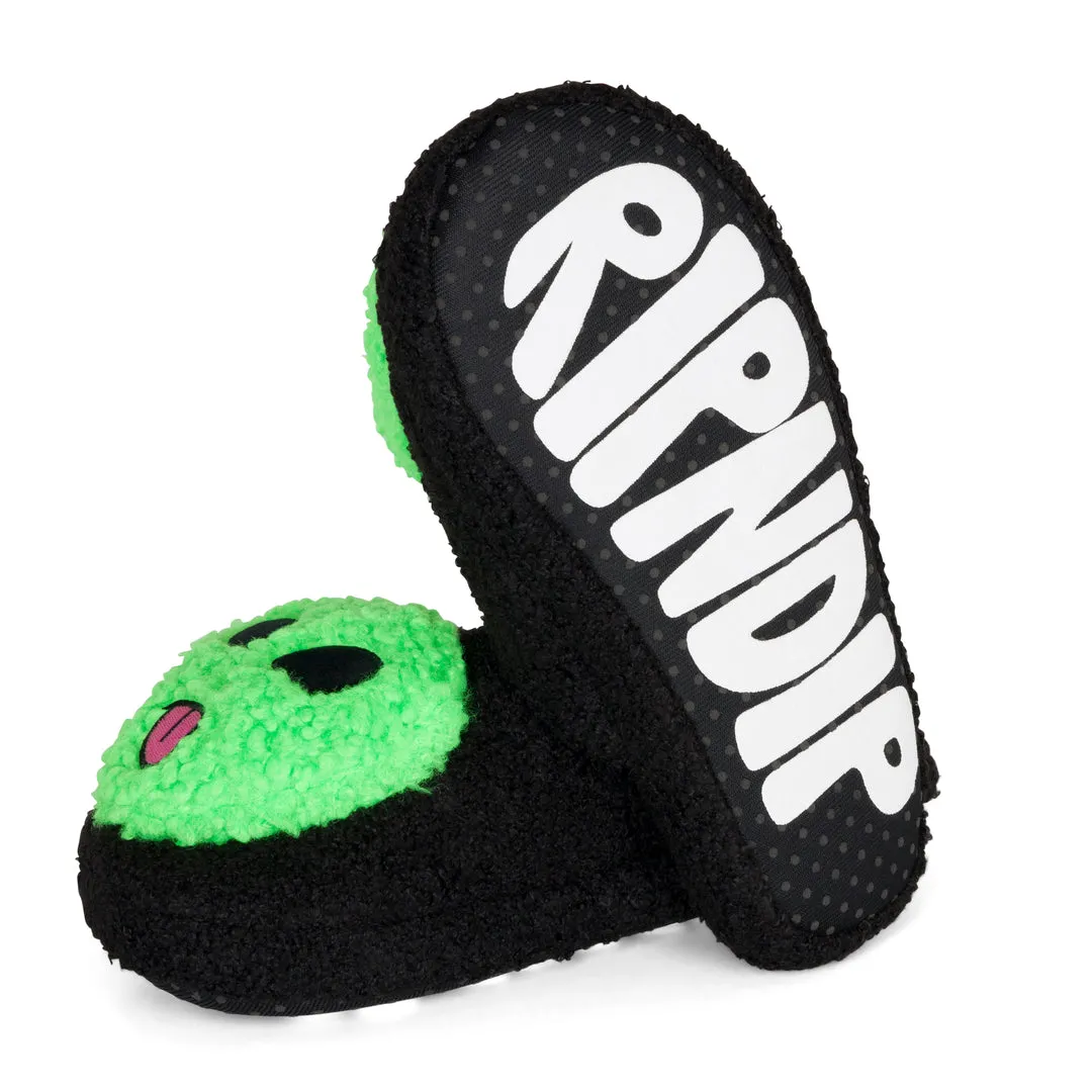 City Daily RIPNDIP LORD ALIEN PLUSH FACE HOUSE SLIPPERS-BLACK