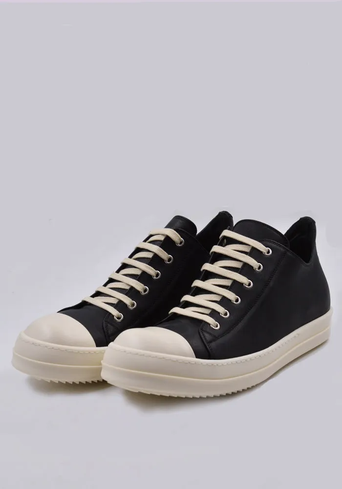 RICK OWENS MEN RU01D3891 LOO 911 LEATHER LOW SNEAKERS BLACK/MILK Built-in wear Heat dissipation