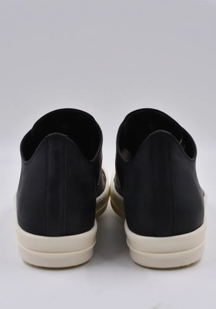 RICK OWENS MEN RU01D3891 LOO 911 LEATHER LOW SNEAKERS BLACK/MILK Durable Upper Material