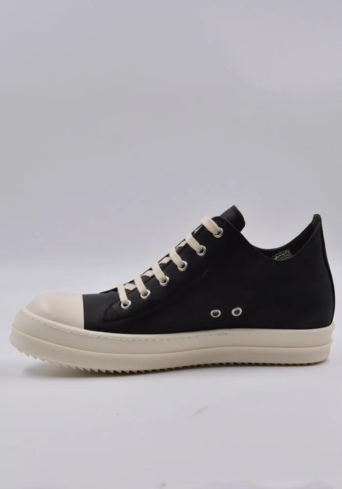 Comfortable Footbed RICK OWENS MEN RU01D3891 LOO 911 LEATHER LOW SNEAKERS BLACK/MILK