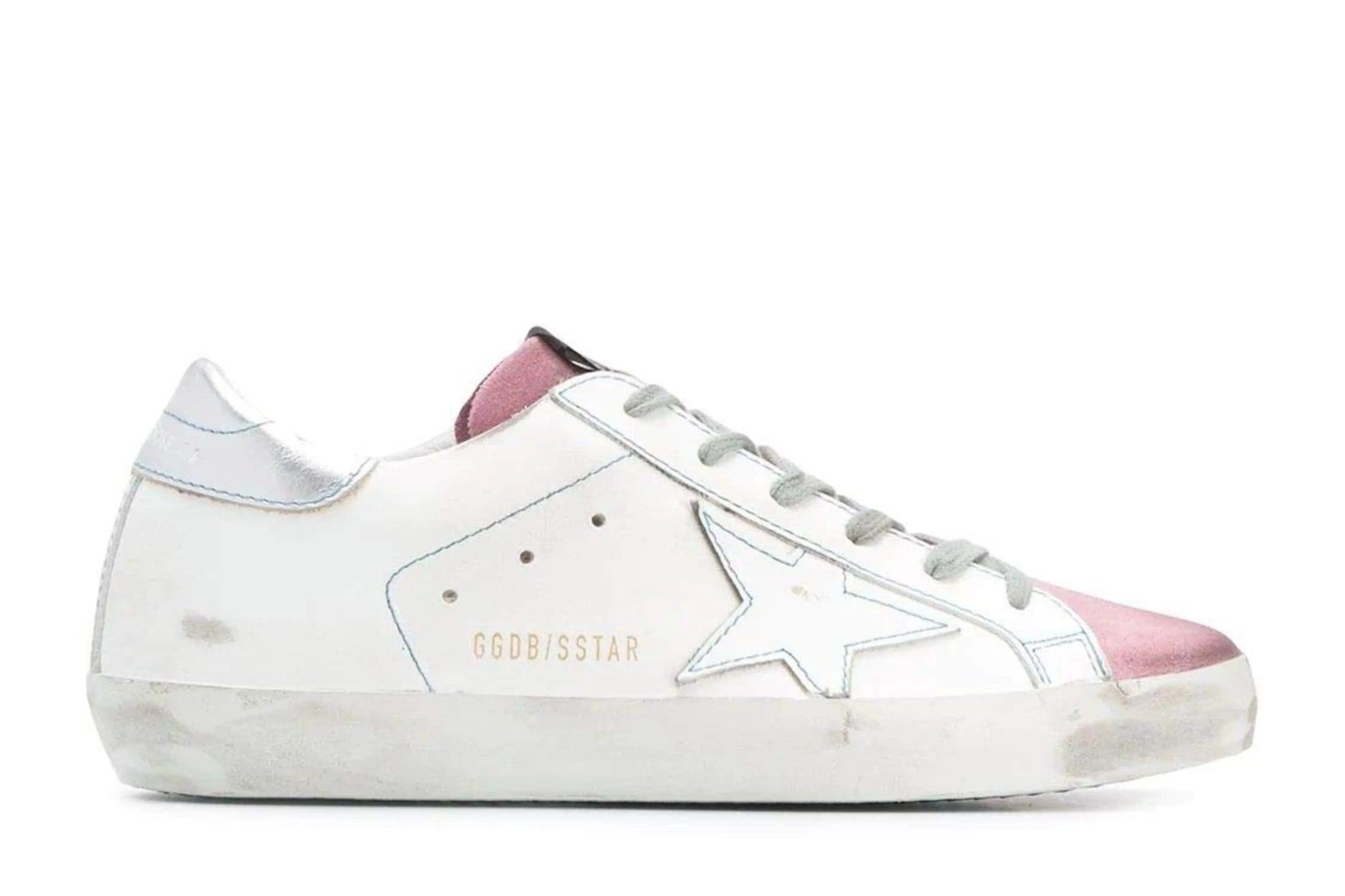 Step Boost ShockDispersion Golden Goose Super-Star White And Pink Turquoise Stitching (W)
