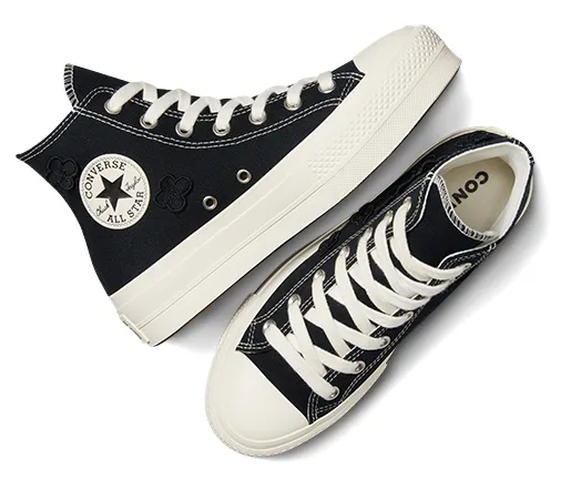 Transit Style Flex Zones Engineering Converse Womens Chuck Taylor All Star Hi Top Lift Black/Black/Egret