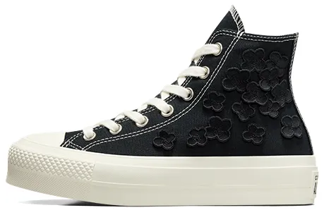 PaddedTongue Ergonomic Footbed Converse Womens Chuck Taylor All Star Hi Top Lift Black/Black/Egret