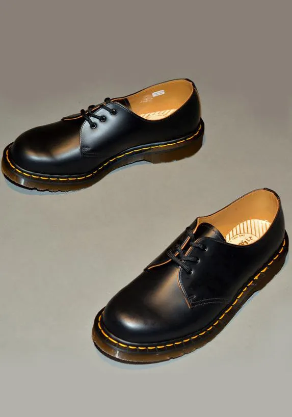 Plush Lining Weatherproof Footwear DR. MARTENS VINTAGE 1461 LEATHER SHOES BLACK QUILON MADE IN ENGLAND