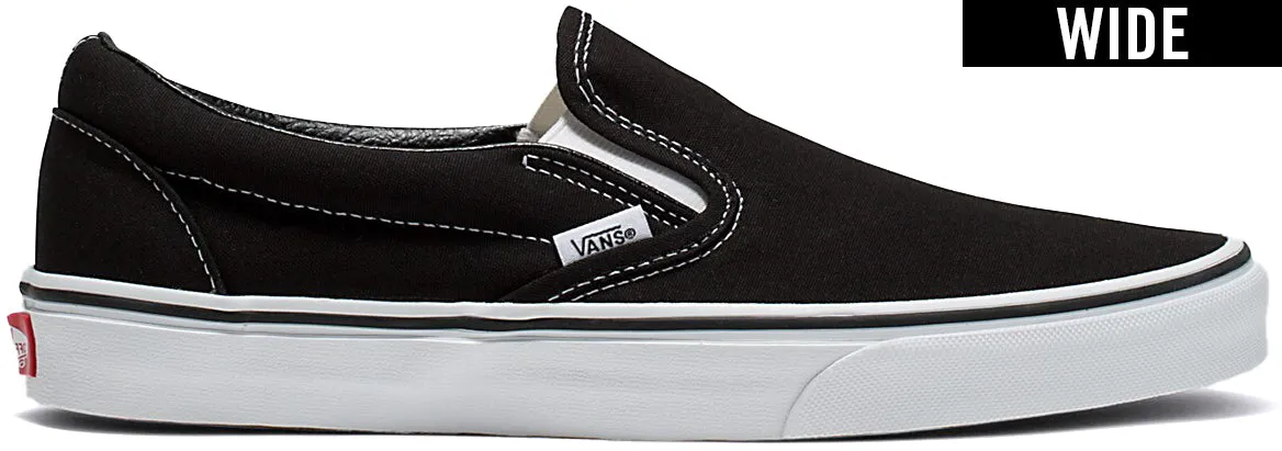 Relaxed Comfort Relaxing Fit Vans Classic Slip-On Wide Black