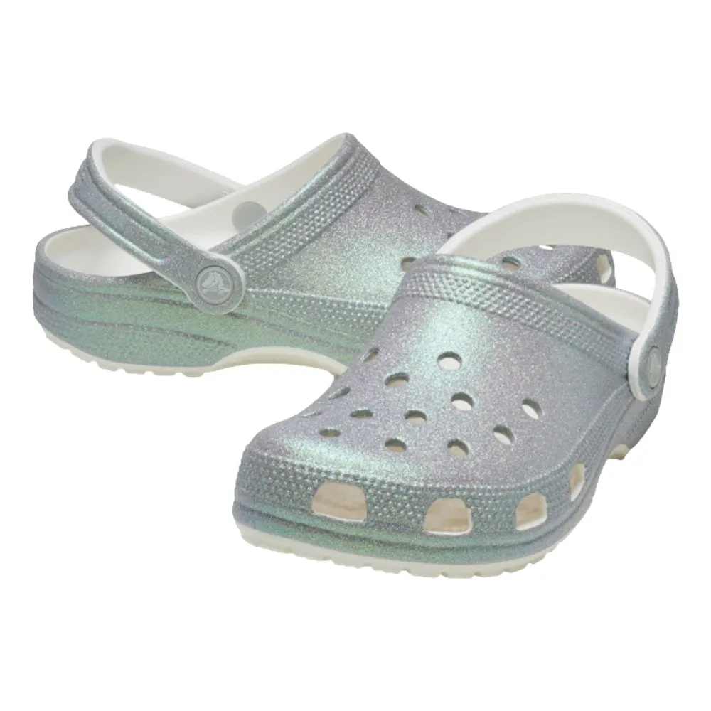 Comfortable Foot Breathable   mesh CROCS UNISEX CLASSIC IRIDESCENT GLITTER CG-WHITE