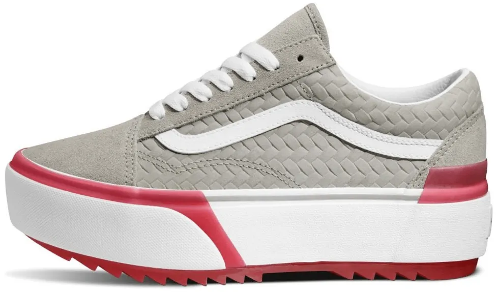 Slide Friendly Vans Old Skool Stacked Suede Emboss Grey/Pink
