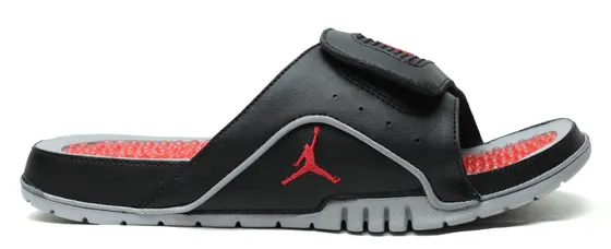 Ergonomic Toe Box Jordan Hydro 4 Slide Black Fire Red