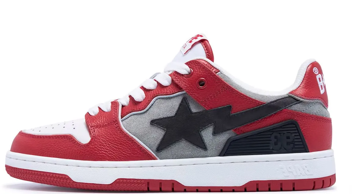 Fashion Casual A Bathing Ape Bape SK8 Sta Red Grey