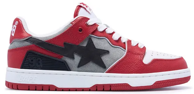 A Bathing Ape Bape SK8 Sta Red Grey Multi Density Clean Shape