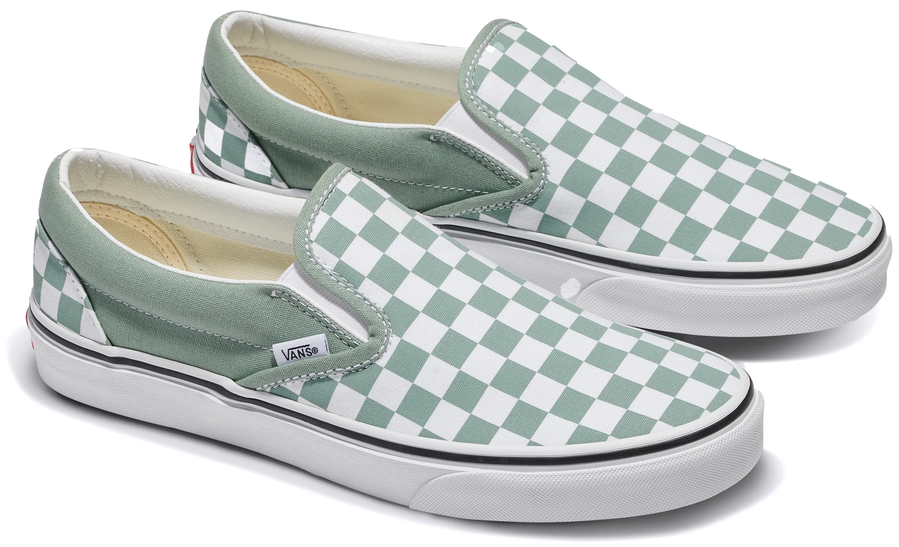 Slip Comfort Walk Walking Comfort Vans Classic Slip-On Checkerboard Iceberg Green
