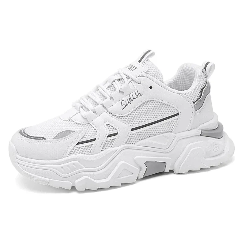 Student thick soled mesh breathable casual sports shoes four seasonal men's outdoor soft sole comfort running shoes male sneaker Yoga - Suitable